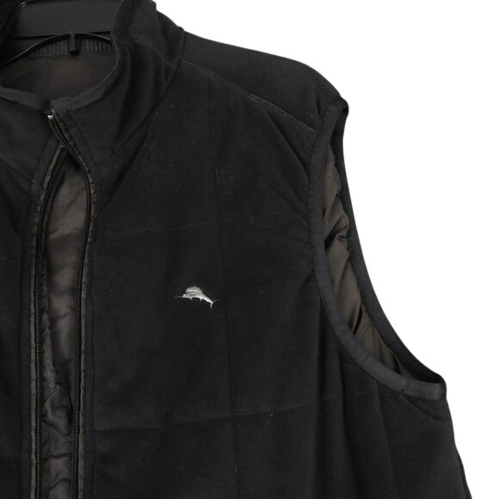 Tommy Bahama Fleece Quilted Vest Mens M Full Zip Marlin Logo Casual Outerwear